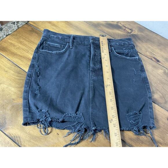 MOTHER SUPERIOR THE VAGABOND MINI FRAY DENIM SHIRT BLACK SIZE 26 - Picture 9 of 10